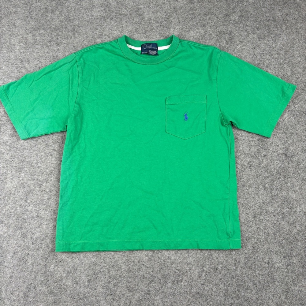 Polo Ralph‎ Lauren Pocket T-Shirt Boys Small 8-10 Green Short Sleeve Blue Pony